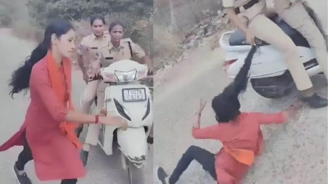 महिला पुलिसकर्मी ने बाल पकड़कर छात्रा को घसीटा, सोशल मीडिया पर वायरल हुआ वीडियो, देख कर भड़के लोग